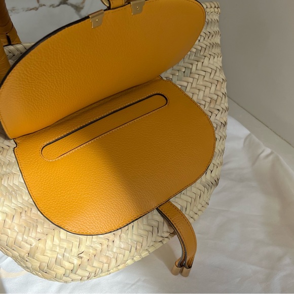 Chloe Marcie Medium Raffia Basket Tote Beach Bag Sunflower 🌻 Yellow - Picture 15 of 15